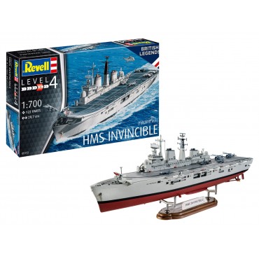 KIT PARA MONTAR REVELL BARCO PORTA AVIÕES BRITISH LEGENDS HMS INVINCIBLE 1/700 122 PEÇAS REV 05172